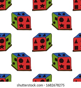 Education toy flat vector hand draw seamless pattern for apps and websites