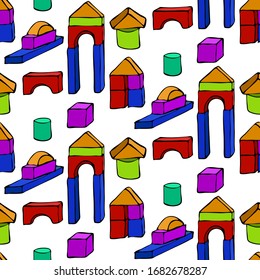 Education toy flat vector hand draw seamless pattern for apps and websites