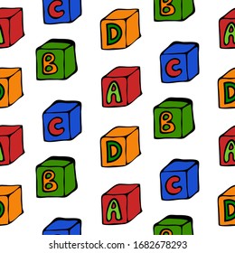 Education toy flat vector hand draw seamless pattern for apps and websites