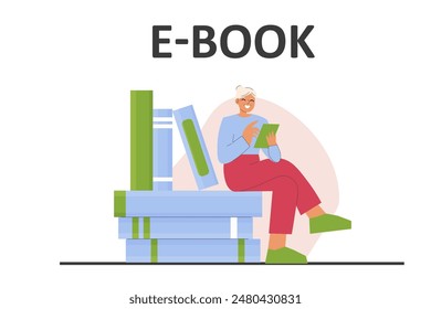 Education and training abstract concept vector illustration. e-book reading, school library, online courses