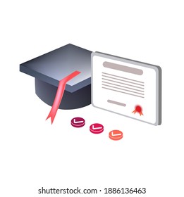 educación, formación y certificación ilustraciones isométricas