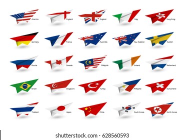 Education and travel concept of paper plane with country flag on white background vector illustration