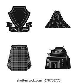 education, travel and or web icon in black style.country, geology icons in set collection.