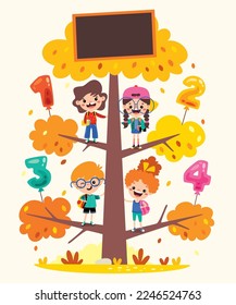 Education Tree With Cartoon Kids