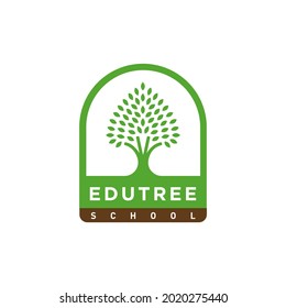 education tree green school icon with leaf