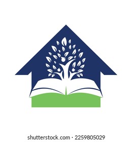Education tree growth on book idea vector logo. Students with Graduation cap vector design.