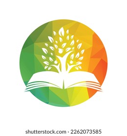 Education tree growth on book idea vector logo. Students with Graduation cap vector design.