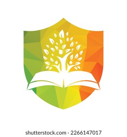 Education tree growth on book idea vector logo. Students with Graduation cap vector design.
