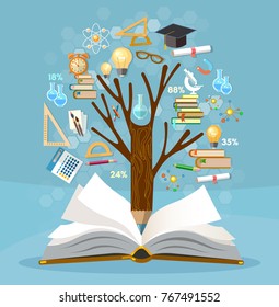 Education, tree of knowledge and open book, effective modern education template design. Back to school concept - Shutterstock ID 767491552