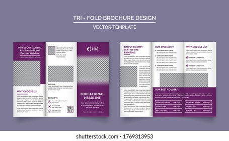 Education Tri Fold Brochure Design Template for your Business, Advertising, Marketing, Agency, and Internet business.