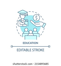 Education turquoise concept icon. Scholarships and grants. Expenditures abstract idea thin line illustration. Isolated outline drawing. Editable stroke. Arial, Myriad Pro-Bold fonts used