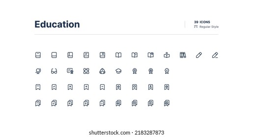 Estilo de línea de iconos de la interfaz de usuario de educación