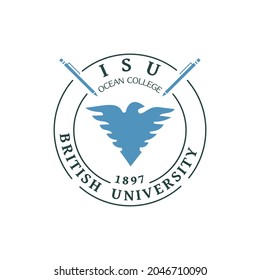 Education, university, college retro, vintage logo, eagle, vector, illustration, crests, logo emblems, colored template design, learning sign, stamp, emblem on white background, colorful label, unique