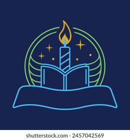 Education University Logo Book Candle Light