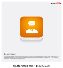 Education User Icon Orange Abstract Web Button - vector icon
