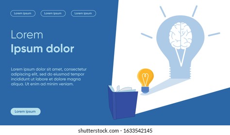 Education Value Flat Landing Page Vector Template. Study Significance, Learning Necessity, Reading and Idea Generation Process Metaphor. Erudition and Enlightenment Homepage Layout