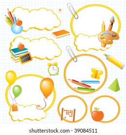 education vector banners and labels, back to school theme