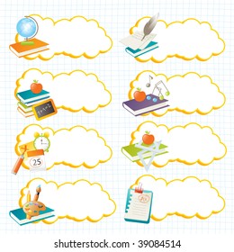 education vector banners and labels, back to school theme