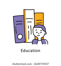 Icono de estilo de contorno lleno de Vector de Educación. Archivo Eps 10 