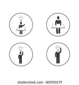 education vector icon business idea eureka knowledge think light flat study learning