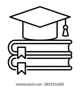 Education vector icon featuring a graduation cap on stack of books education graduation learning