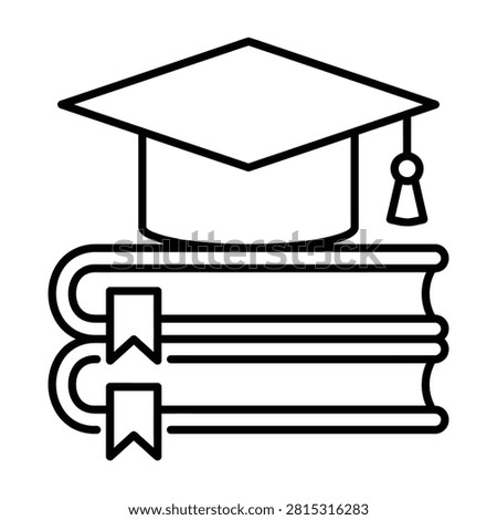 Education vector icon featuring a graduation cap on stack of books education graduation learning