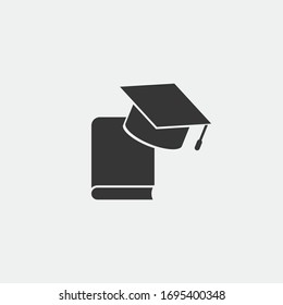 education vector icon learning academy graduation cap with book icon