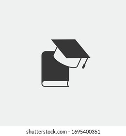 education vector icon learning academy graduation cap with book icon