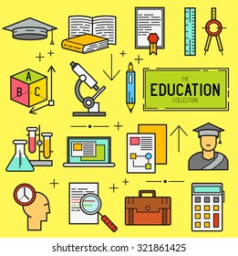 Education Vector Icon Set.