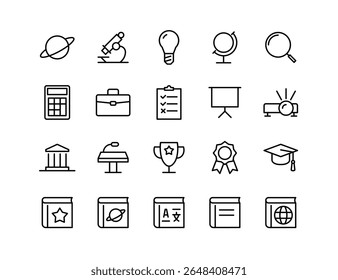 Education Vector Icon Set | Adjustable Line Weight | Learning, school, teaching, books, student, knowledge, classroom, academic, training, science, lecture, education icons