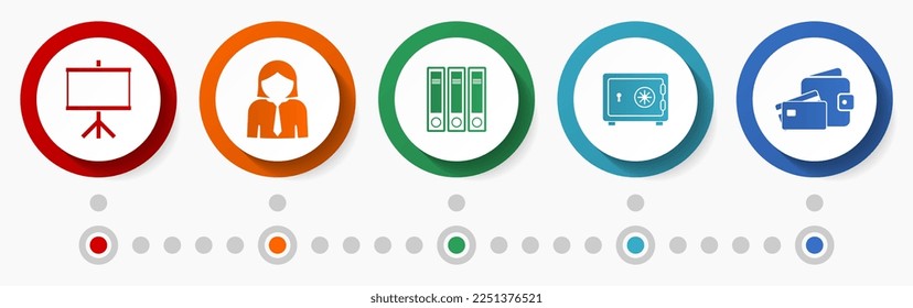 Education vector icon set, business infographic template, presentation flat design web buttons