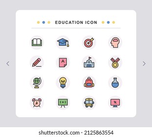 Education Vector Icon Set For The New Semester.