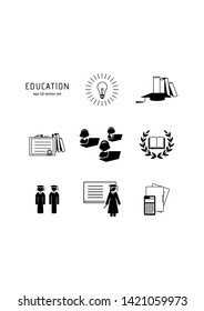 Education - vector icon set on white background. Symbol for web, infographics, print design and mobile UX/UI kit. Vector illustration, EPS10.