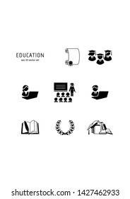 Education - vector icon set on white background. Symbol for web, infographics, print design and mobile UX/UI kit. Vector illustration, EPS10.