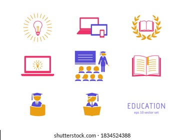 Educación - icono vectorial sobre fondo blanco. Símbolo de web, infografía, diseño de impresión y kit de UX/UI móvil. Ilustración del vector, EPS10.