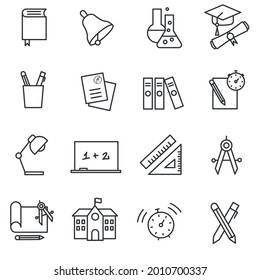 education vector icon set school stationery geometry exam test icons