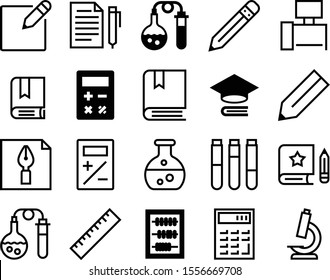 education vector icon set such as: room, traditional, master, academy, scale, work, magnify, diary, achievement, desk, zoom, art, publication, college, student, abacus, subtract, microbiology, hat