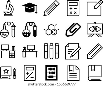education vector icon set such as: projector, vision, achievement, micro, chart, attachment, job, board, composition, printing, abstract, microscope, hat, lineart, corporate, compound, graph