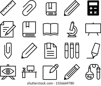 education vector icon set such as: job, magnify, guidebook, digital, lineart, ink, website, measurement, workplace, template, test-tube, increase, micro, data, sheet, fluid, corporate