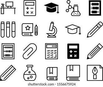 education vector icon set such as: writer, fastener, accessory, blue, workplace, pictogram, comfortable, attachment, work, magnify, ink, single, room, job, contemporary, mark, eraser, desk, home