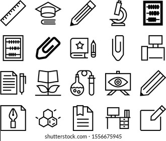 education vector icon set such as: marketing, pharmacy, micro, ruler, fluid, template, screen, guidebook, chart, contemporary, measurement, abstract, microscope, magazine, measure, molecule, size