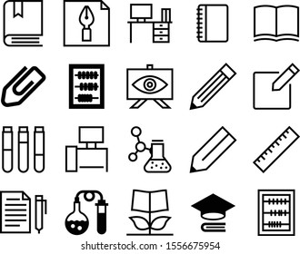 education vector icon set such as: eco, eye, glassware, container, diary, growing, flower, sprout, fountain, bookmark, edit, idea, website, uniform, ceremony, file, measure, concept, notice