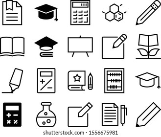 education vector icon set such as: orange, training, arithmetic, atom, image, wisdom, bookmark, abacus, writer, presentation, test, letter, organic, growth, antique, eco, molecular, highlight, chalk