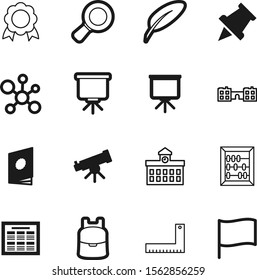 education vector icon set such as: ruler, home, mathematics, needle, astronomy, backpack, dna, memo, text, recommended, count, focus, straightedge, medal, textbook, outline, accounting, scale, search