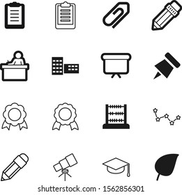 education vector icon set such as: working, beauty, paperclip, science, discover, graduation, data, mortar, worker, telescope, image, set, city, chair, accounting, chart, sitting, retro, old