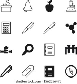 education vector icon set such as: structure, drug, magnifying, worker, bell, person, discovery, macro, navigator, image, microscope, decoration, accessory, test, diet, paperclip, molecules, sitting
