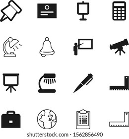 education vector icon set such as: discovery, observe, mathematics, demonstration, success, bag, report, work, attachment, suit, shop, style, learner, list, writing, checklist, optical, icons