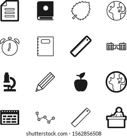 education vector icon set such as: capricorn, microscope, wisdom, contract, silhouette, minute, day, event, geometric, plant, simbol, texture, environment, laboratory, computer, handbook, hour