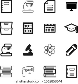 education vector icon set such as: lens, chemical, hat, graphics, event, particle, search, clip, arithmetic, microscope, classroom, count, student, class, time, medicine, vintage, contract, cabinet