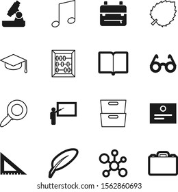 education vector icon set such as: magnifying, suit, outline, green, ink, musical, presentation, bird, storage, course, money, cap, magazine, view, grad, triangular, model, look, text, person, class